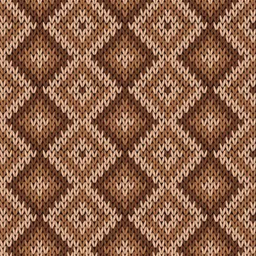 Knitting seamless pattern in warm colors 스톡 일러스트