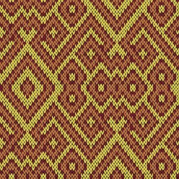 Knitting seamless pattern in warm colors Stock Illustration