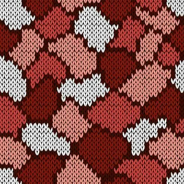 Knitting seamless scrappy pattern in brown, pink and white colors Stock Illustration