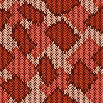 Knitting seamless scrappy pattern in warm hues Stock Illustration
