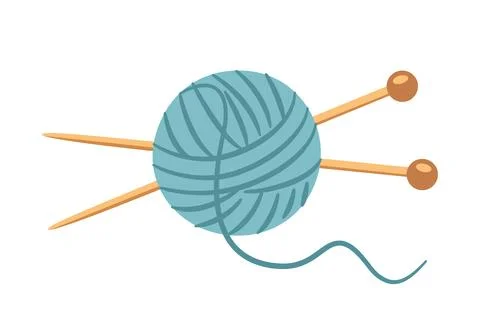 Knitting set, ball of yarn with knitting needles Stock Illustration