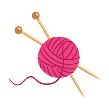 Knitting set, ball of yarn with knitting needles Stock Illustration