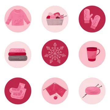 Knitting set of stikers Stock Illustration