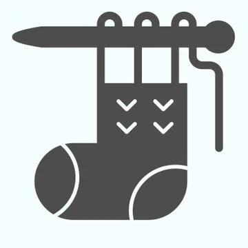 Knitting sock solid icon. Not ready needles, sewing wear item with waves Stockillustratie