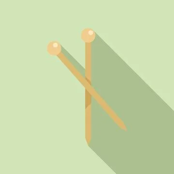 Knitting sticks icon flat vector. Wool knit Stock Illustration