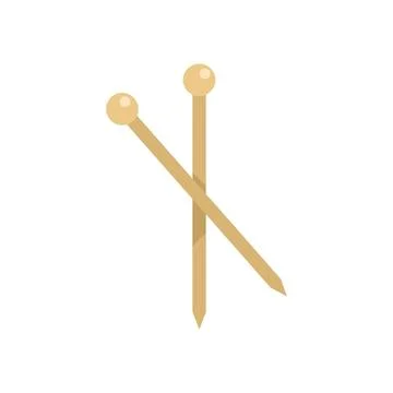 Knitting sticks icon flat vector. Wool knit Stock Illustration