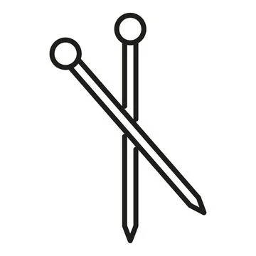 Knitting sticks icon outline vector. Wool knit イラスト素材
