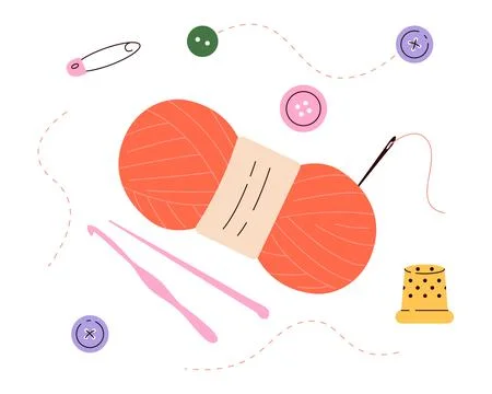 Knitting supplies. Flat vector illustration of sewing and knitting supplies イラスト素材