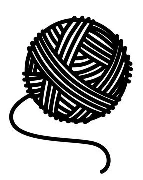 Knitting Tangle. Knitting thread coiled into a ball - vector silhouette Stock Illustration