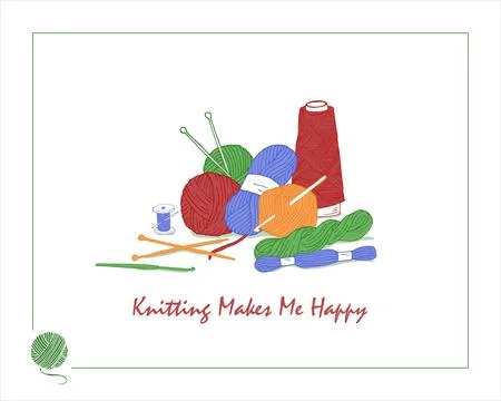 Knitting with text Stock Illustration