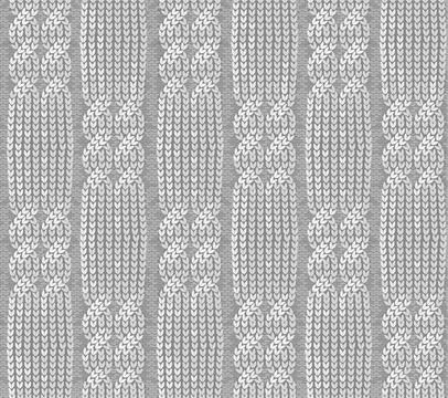 Knitting texture of double braids seamless pattern. Stock Illustration