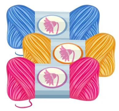 Knitting thread in three colors Stock Illustration