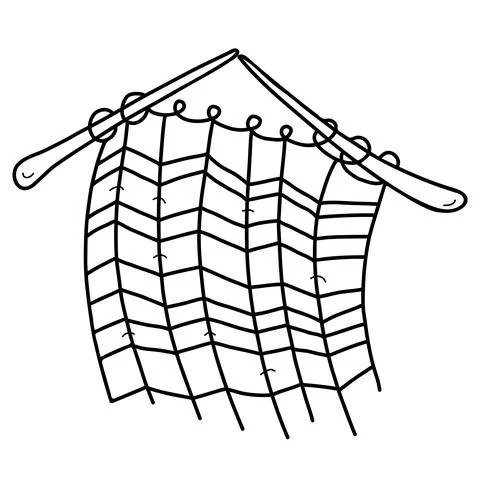 Knitting with threads. Knitted thing on needles. Vector illustration in hand Illustrazione stock