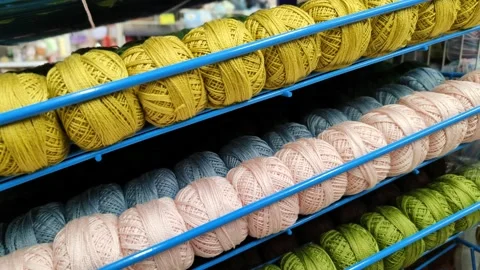 Knitting threads in the needlework goods store Stockbeeldmateriaal 172215236