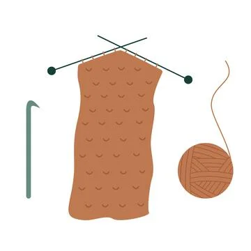 Knitting tools. Hobbies and crafts for emotional release. Flat style. Vector. Stock Illustration