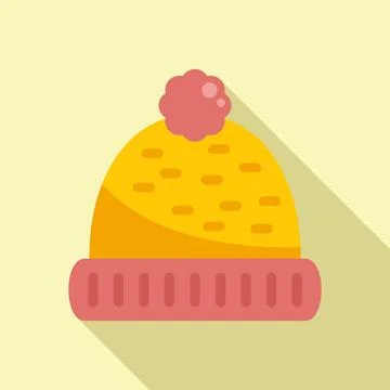Knitting winter hat icon flat vector. Wool knit Stock Illustration