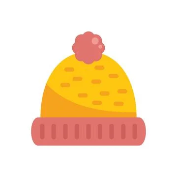 Knitting winter hat icon flat vector. Wool knit Stock Illustration