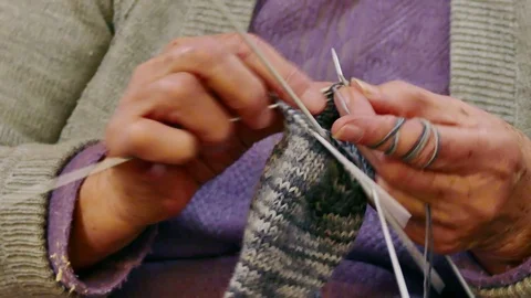 Knitting of Winter Woolen Socks Stock Footage 87223292