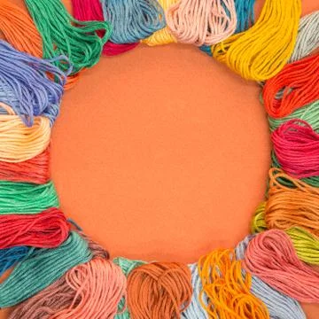 Knitting wool background with copy space Stock Photos