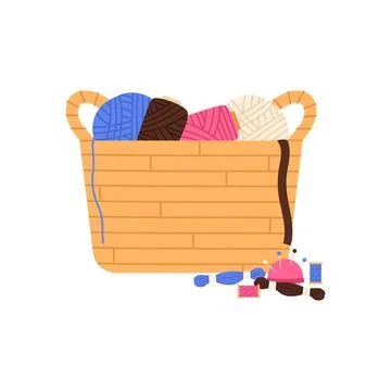 Knitting wool basket Stock Illustration