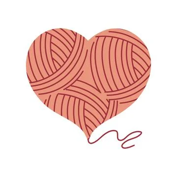 Knitting wool heart Stock Illustration