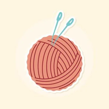 Knitting wool with needles Stock Illustration
