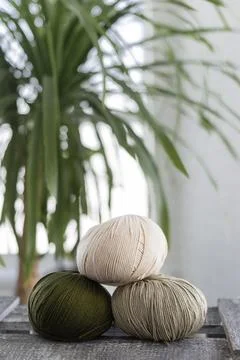Knitting wool thread close up Stock Photos