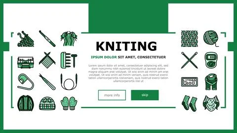 Knitting wool thread knit craft landing header vector Illustrazione stock
