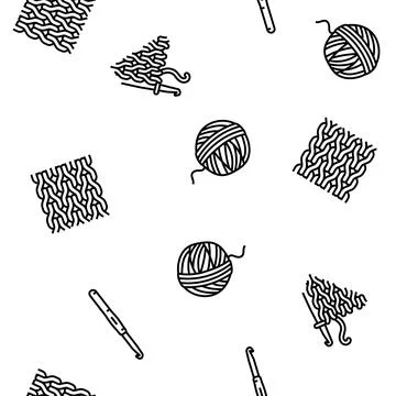 Knitting wool thread knit craft vector seamless pattern Stock Illustration