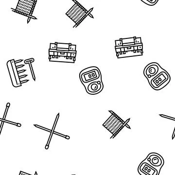 Knitting wool thread knit craft vector seamless pattern Stock Illustration