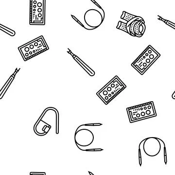 Knitting wool thread knit craft vector seamless pattern Stock Illustration