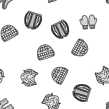 Knitting wool thread knit craft vector seamless pattern Stock Illustration
