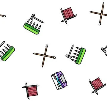 Knitting wool thread knit craft vector seamless pattern Stock Illustration
