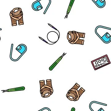Knitting wool thread knit craft vector seamless pattern Stock Illustration