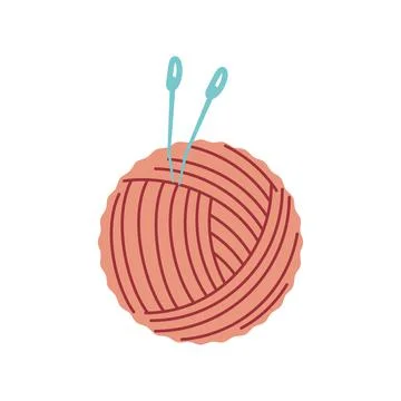 Knitting wool yarn with needles Stockillustratie