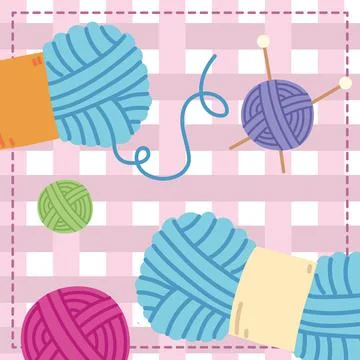Knitting wools handcraft Stock Illustration