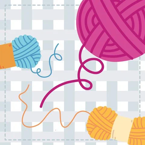 Knitting wools rolls Stock Illustration