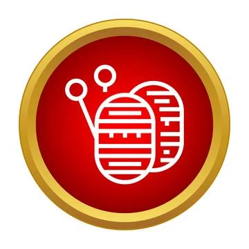 Knitting yarn balls with needle on red button 库存插图