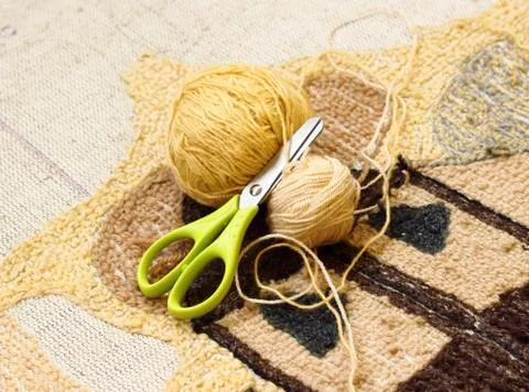 Knitting with yarn Stock Photos