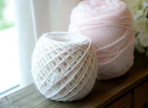 Knitting yarn rolls Stock Photos