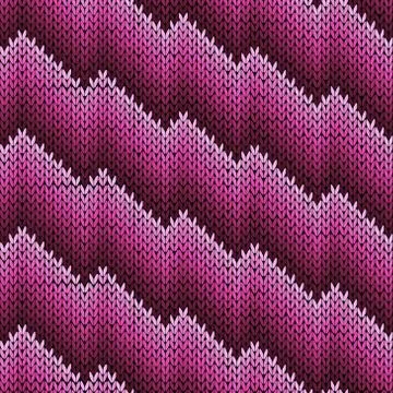 Knitting zigzag line seamless pattern in magenta hues イラスト素材