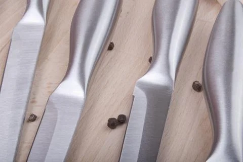 Knives in row Stock Photos