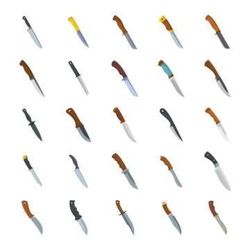 Knives set, flat icons Stock Illustration