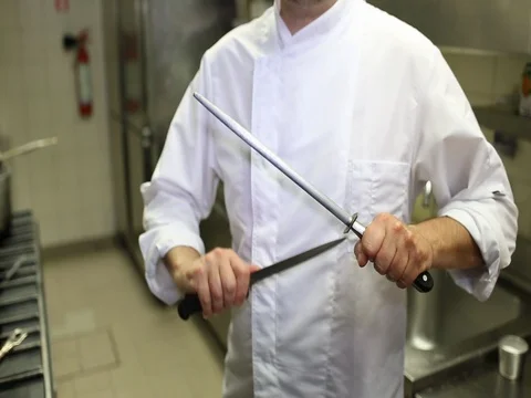 Knives sharpening Stock Footage 80631507