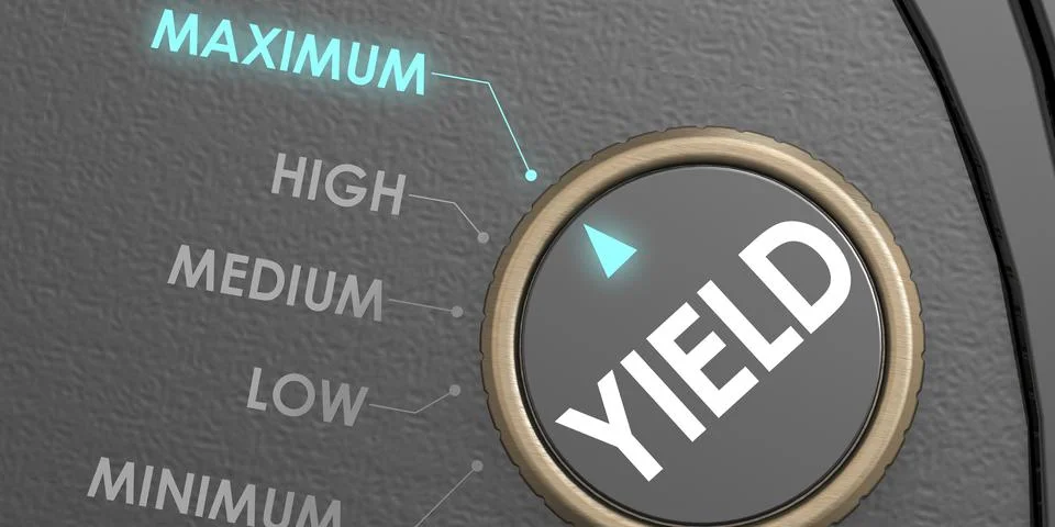 Knob points to maximum yield Stock Illustration