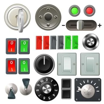 Knob switch and dial design elements Illustrazione stock