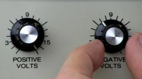 Knob turn; power supply negative volts increase Stock Footage 10592136