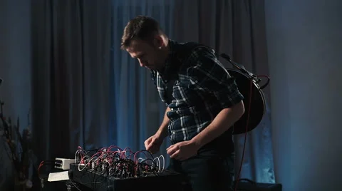 Knobs on analog synthesizer music equipment 스톡 동영상 60981774