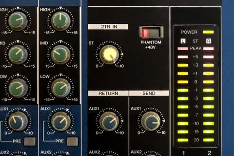 Knobs and lighted vu mete Stock Photos