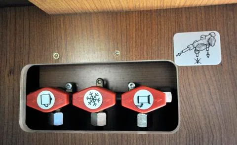 Knobs inside a camper Stock Photos